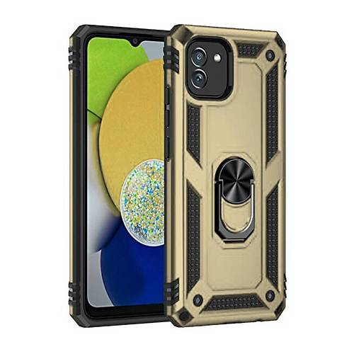 Galaxy A03 K�l�f Sofya Y�z�kl� Silikon Kapak - Gold