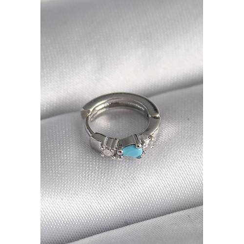 316L �elik G�m�� Renk Zirkon Ta�l� Mavi Boncuk Detay Tragus Piercing