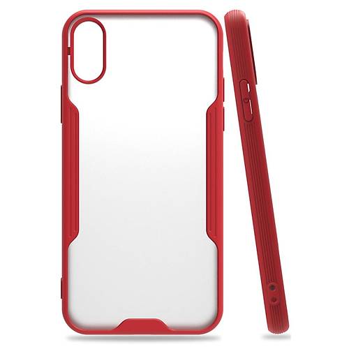 iPhone X K�l�f Platin Silikon - K�rm�z�