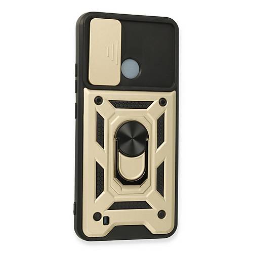 Realme C11 2021 K�l�f Pars Lens Y�z�kl� Silikon - Gold