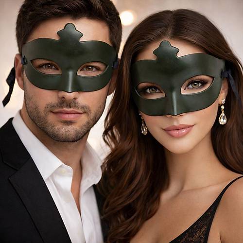 Haki Ye�il Gizemli Masquerade Maskesi