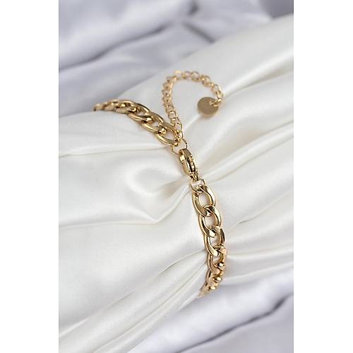 316L �elik Nazar Boncuk Detayl� Yonca Model Gold Renk Kad�n Bileklik