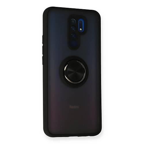 Redmi 9 K�l�f Montreal Y�z�kl� Silikon Kapak - Siyah