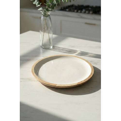 Mango Agac� Servis Taba�� & Sunum Taba�� 25 Cm Krem