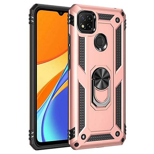 Redmi 9C K�l�f Sofya Y�z�kl� Silikon Kapak - Rose
