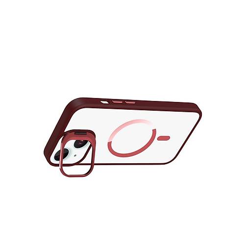 iPhone 15 Remim Lensli Magsafe Standl� Kapak - Bordo