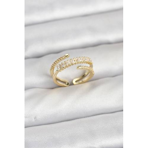 Pirin� Gold Renk S�ral� Baget Zirkon Ta�l� Kad�n Y�z�k