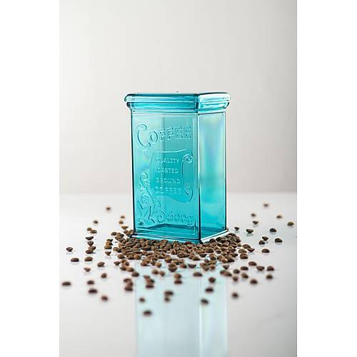 Akrilik Aquamarin �eker Kahve �ay Kavanozu 500 Ml (Vakum Kapak )