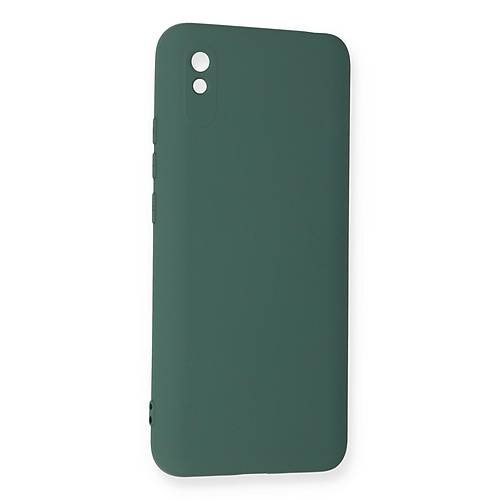 Redmi 9A K�l�f Nano i�i Kadife Silikon - Koyu Ye�il