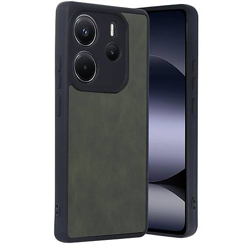 Redmi Note 14 4G K�l�f Aras Deri Kapak - Koyu Ye�il