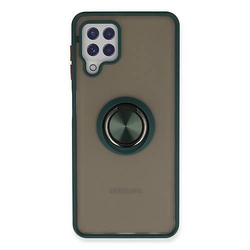 Galaxy A22 K�l�f Montreal Y�z�kl� Silikon Kapak - Ye�il