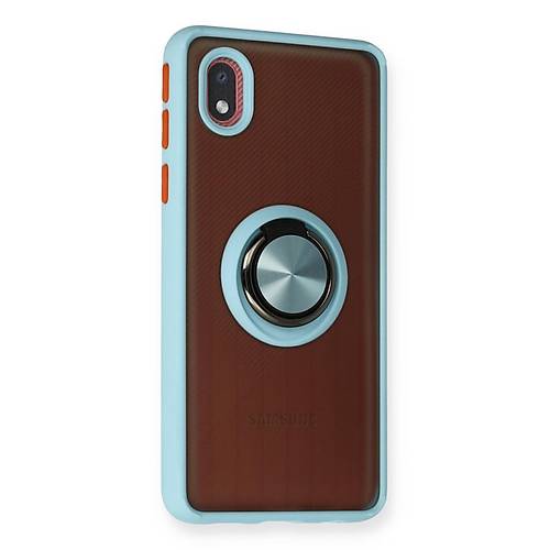 Galaxy A01 Core K�l�f Montreal Y�z�kl� Silikon Kapak - Buz Mavi