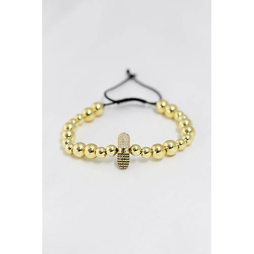 Gold Renk �elik Zirkon Objeli Asans�rl� Bileklik