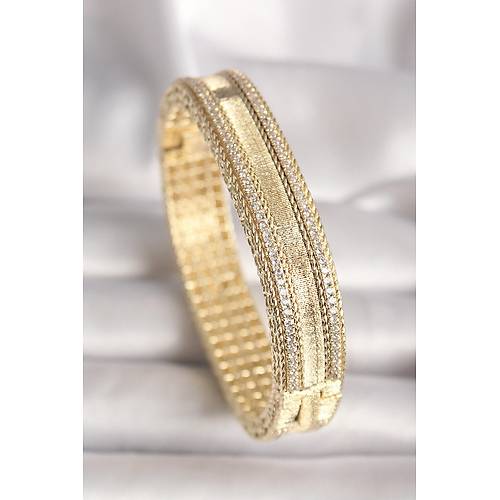 Pirin� Gold Renk Zirkon Ta�l� Bileklik