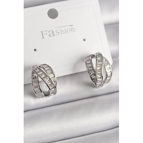 Pirin� G�m�� Renk Zirkon Ta�l� D���m Halka Model Kad�n K�pe