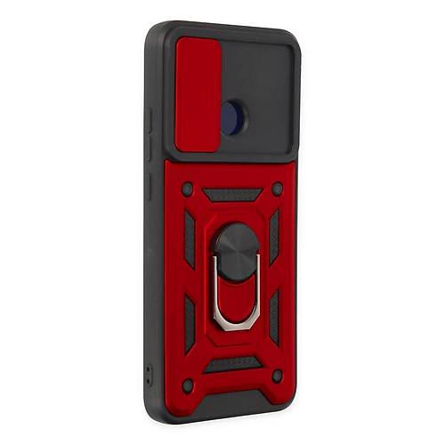 Redmi 10C K�l�f Pars Lens Y�z�kl� Silikon - K�rm�z�