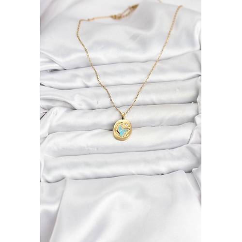 316L �elik Zincir Gold Renk Kelebek Fig�r Kad�n Kolye