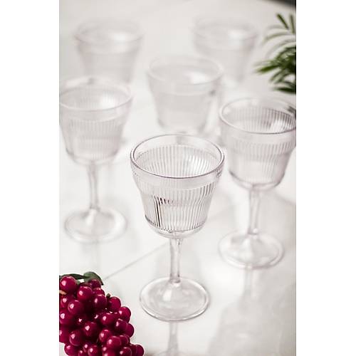 Akrilik �effaf 6'l� Kadeh & Su Me�rubat Kahve Yan� Barda�� 300 ml ( Cam De�ildir )