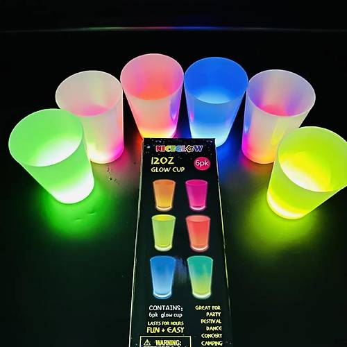 Glow Partisi Bardaklar� 6 Renk 6 Adet 1.5 oz 4.5 x 6.5 cm