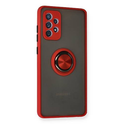 Galaxy A72 K�l�f Montreal Y�z�kl� Silikon Kapak - K�rm�z�
