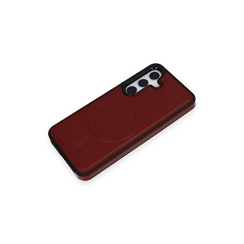 Galaxy S24 K�l�f Ozzi Magsafe Deri Kapak - K�rm�z�