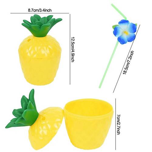 Ananas Hawaii Luau Aloha Pipetli ��ecek Kab� Bardak 10x13 cm 1 Adet