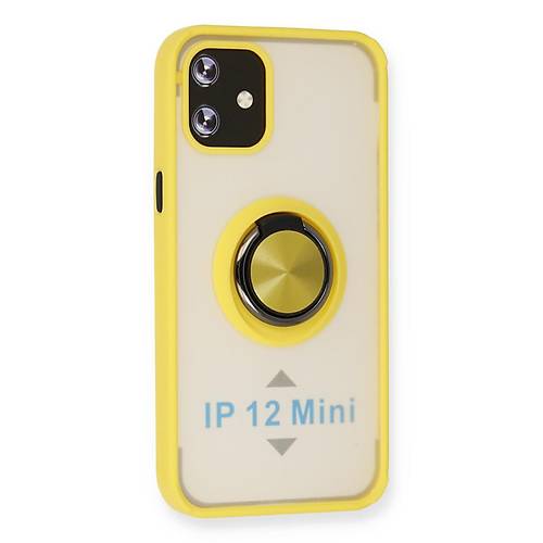 iPhone 12 K�l�f Montreal Y�z�kl� Silikon Kapak - Sar�