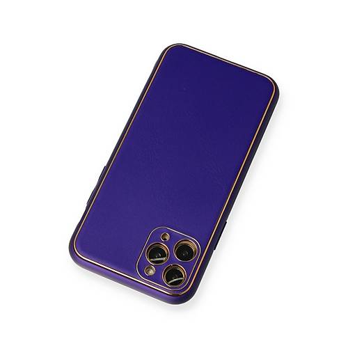 iPhone 11 Pro K�l�f Coco Deri Silikon Kapak - Mor