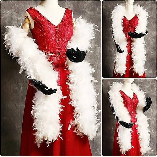 Beyaz Renk Kabar�k Kal�n Otri� Boa T�y 6 cm Geni�lik 180-200 cm Uzunluk