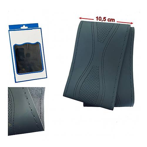 L�x Desenli Deri Dikme Direksiyon K�l�f� 38-40cm Siyah OND364