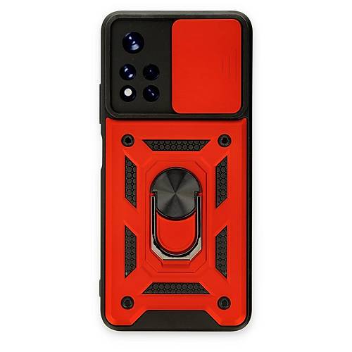 Redmi Note 11T K�l�f Pars Lens Y�z�kl� Silikon - K�rm�z�