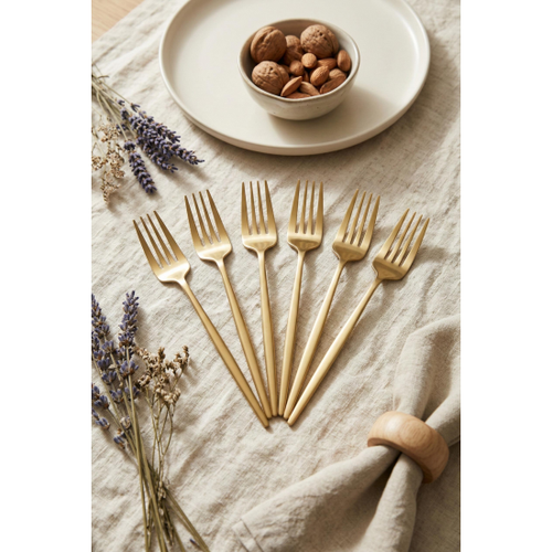 6'l� L�ks Gold Paslanmaz �elik Yemek �atal� Seti (21 cm)