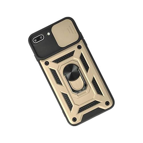 iPhone 7 Plus K�l�f Pars Lens Y�z�kl� Silikon - Gold