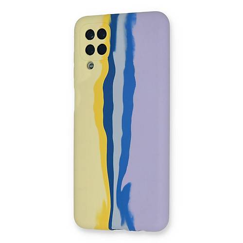 Galaxy A22 K�l�f Ebruli Lansman Silikon - Sar�-Lila