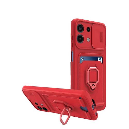 Redmi Note 13 4G K�l�f Zuma Kartvizitli Y�z�kl� Silikon - K�rm�z�