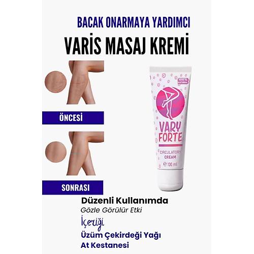 Var.is B�lgesi I�in Bacak Onarmaya Yard�mc� Besleyici Varyforte Masaj Kremi 100ml