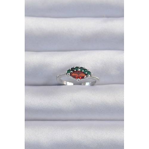 Pirin� G�m�� Renk Renkli Zirkon Ta�l� Ayarlanabilir Karpuz Model Y�z�k