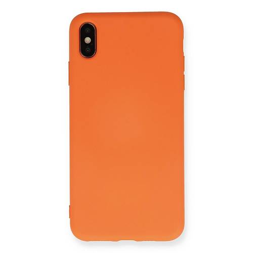 iPhone X K�l�f Nano i�i Kadife Silikon - Turuncu