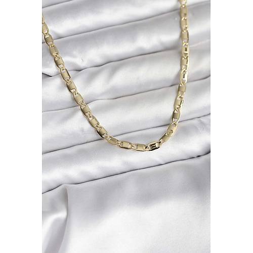 14K Gold Renk Kaplama Plaka Ezme Model Zincirli CM Kad�n Kolye