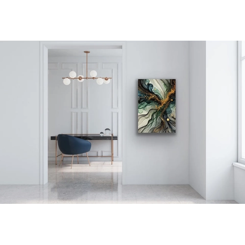 Ye�il Mavi Gold Soyut Kanvas Tablo 70x100cm