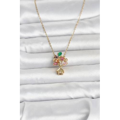 316L �elik Zincir Gold Renk U�an Balon Ev Fig�r Kad�n Kolye