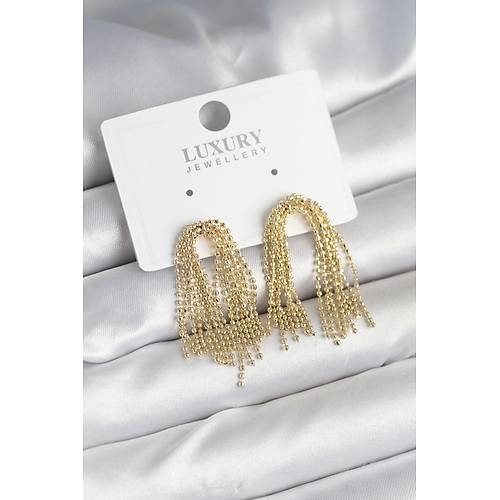 Pirin� Gold Renk Sallant�l� Kad�n K�pe