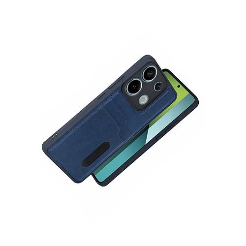 Redmi 15C 4G Sara Kartvizitli Deri K�l�f - Lacivert