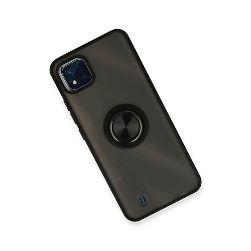 Realme C11 2021 K�l�f Montreal Y�z�kl� Silikon Kapak - Siyah