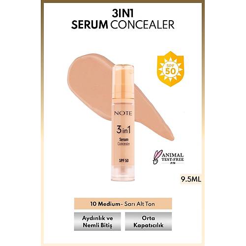 Cosmetics 3 In 1 Serum Concealer SPF 50 Nemlendirici Ve Ayd�nlat�c� G�z Alt� Kapat�c�s� - 10 Medium