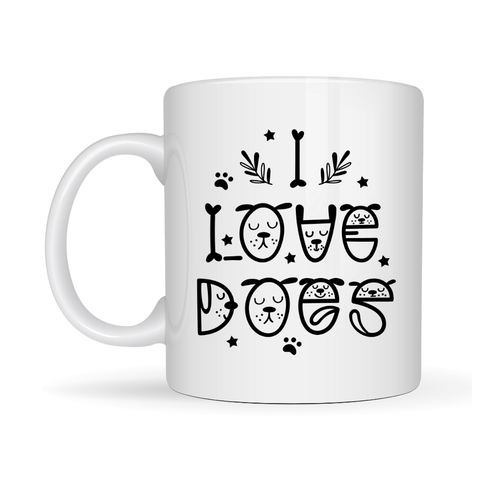 I Love Dogs Tasar�ml� Porselen Kupa MODEL 64 � Sevimli K�pek Fig�rl�, Kahve & �ay Kupas�