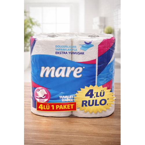 Mare Tuvalet Ka��d� 4 Rulo 1 Paket Ekstra Yumu�ak �ift Katl� Dayan�kl� Tuvalet Ka��d�