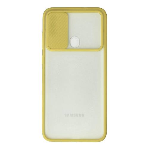 Galaxy A11 K�l�f Palm Buzlu Kamera S�rg�l� Silikon - Sar�