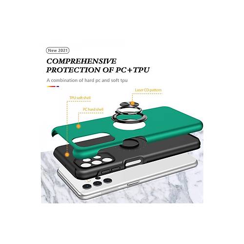 Galaxy A72 K�l�f Elit Y�z�kl� Kapak - Ye�il