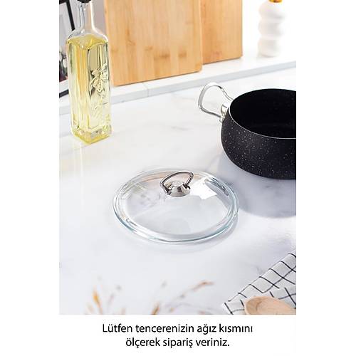 20 Cm Tencere & Tava & Sahan i�in Metal Kulplu Cam Kapak (T�M TENCERELERE UYUMLUDUR)